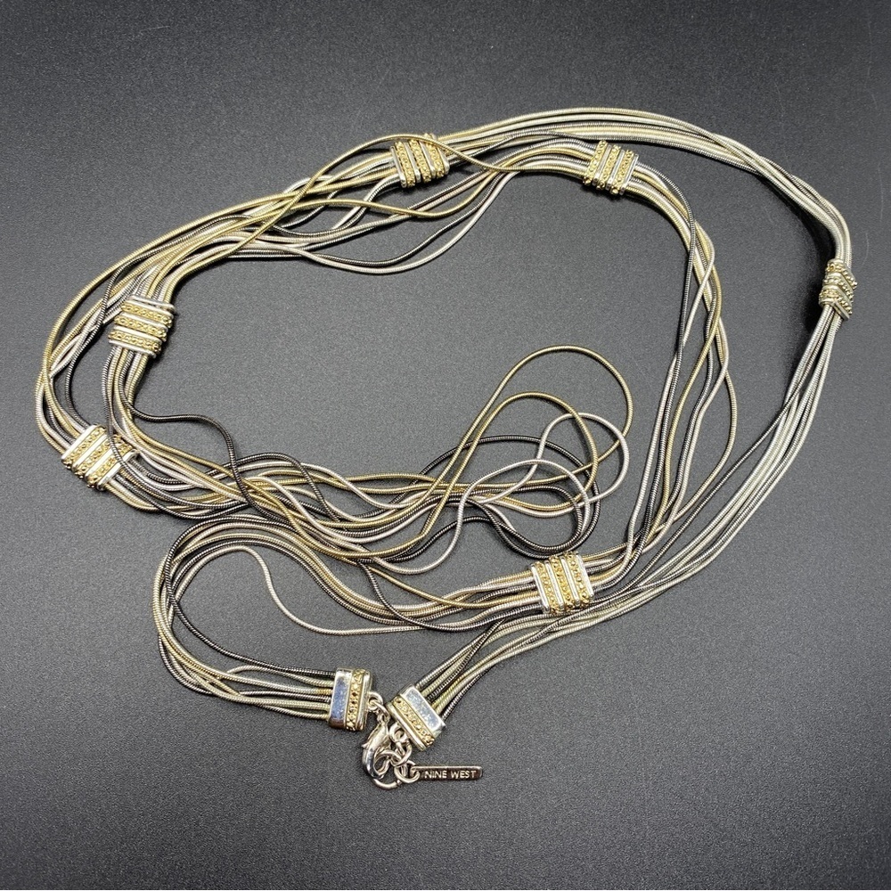 NINE WEST Mixed Metal Multi Strand Long Necklace